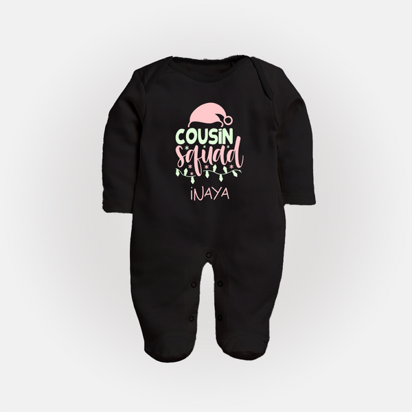 Cousin Stars Sleep Suit / Full Sleeve Bodysuit | Personalized Clothing for Infants - BLACK - New Born (Chest 7.5")