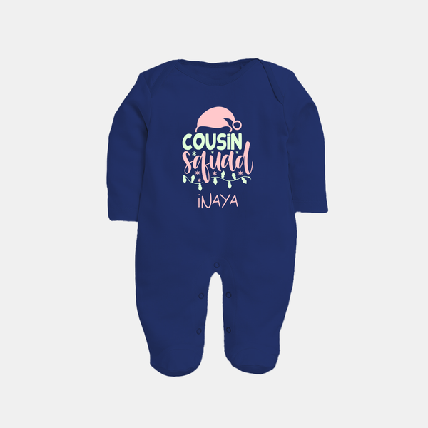 Cousin Stars Sleep Suit / Full Sleeve Bodysuit | Personalized Clothing for Infants - NAVY BLUE - New Born (Chest 7.5")