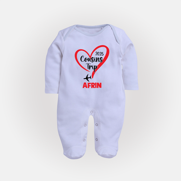 Cousin Delight Sleep Suit / Full Sleeve Bodysuit | Customizable Baby Apparel - BABY BLUE - New Born (Chest 7.5")