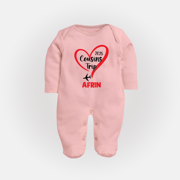 Cousin Delight Sleep Suit / Full Sleeve Bodysuit | Customizable Baby Apparel - BABY PINK - New Born (Chest 7.5")