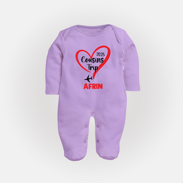 Cousin Delight Sleep Suit / Full Sleeve Bodysuit | Customizable Baby Apparel - LILAC - New Born (Chest 7.5")