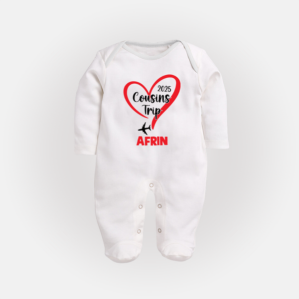 Cousin Delight Sleep Suit / Full Sleeve Bodysuit | Customizable Baby Apparel - WHITE - New Born (Chest 7.5")