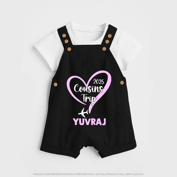 Cousin Delight Dungaree Set | Customizable Baby Apparel - BLACK - 0 - 5 Months Old (Chest 18")