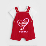 Cousin Delight Dungaree Set | Customizable Baby Apparel - RED - 0 - 5 Months Old (Chest 18")