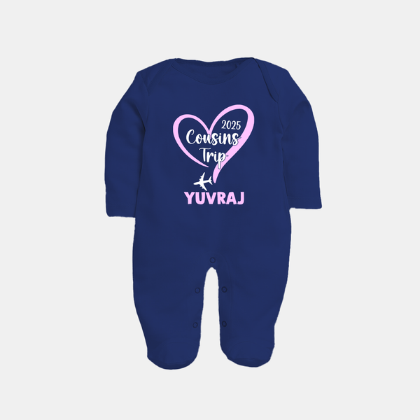 Cousin Delight Sleep Suit / Full Sleeve Bodysuit | Customizable Baby Apparel - NAVY BLUE - New Born (Chest 7.5")