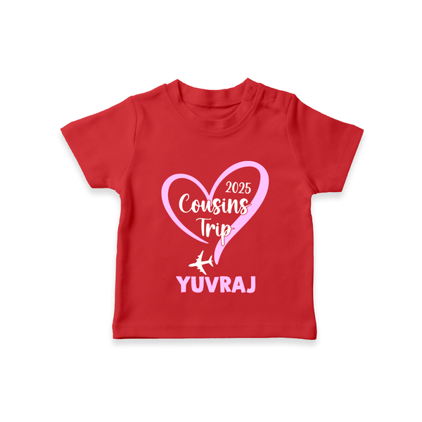 Cousin Delight T-Shirt | Customizable Baby Apparel - RED - 0-5 Months Old (Chest 17")