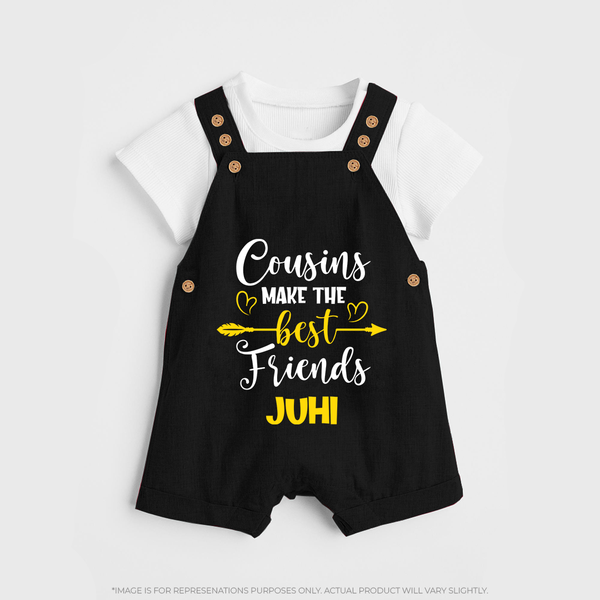 Cousin Cuties Dungaree Set | Soft Cotton Matching Outfits - BLACK - 0 - 5 Months Old (Chest 18")