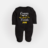 Cousin Cuties Sleep Suit / Full Sleeve Bodysuit | Soft Cotton Matching Outfits - BLACK - New Born (Chest 7.5")