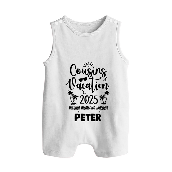 Cousin Adventures Romper Suit / Sleeveless Romper Outfit | Soft and Breathable - WHITE - 0 - 5 Months Old (Chest 18")