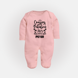 Cousin Adventures Sleep Suit / Full Sleeve Bodysuit Outfit | Soft and Breathable - BABY PINK - New Born (Chest 7.5")