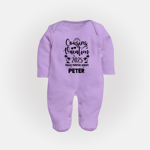 Cousin Adventures Sleep Suit / Full Sleeve Bodysuit Outfit | Soft and Breathable - LILAC - New Born (Chest 7.5")