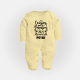 Cousin Adventures Sleep Suit / Full Sleeve Bodysuit Outfit | Soft and Breathable - PASTEL YELLOW - New Born (Chest 7.5")