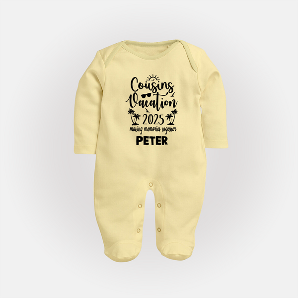 Cousin Adventures Sleep Suit / Full Sleeve Bodysuit Outfit | Soft and Breathable - PASTEL YELLOW - New Born (Chest 7.5")
