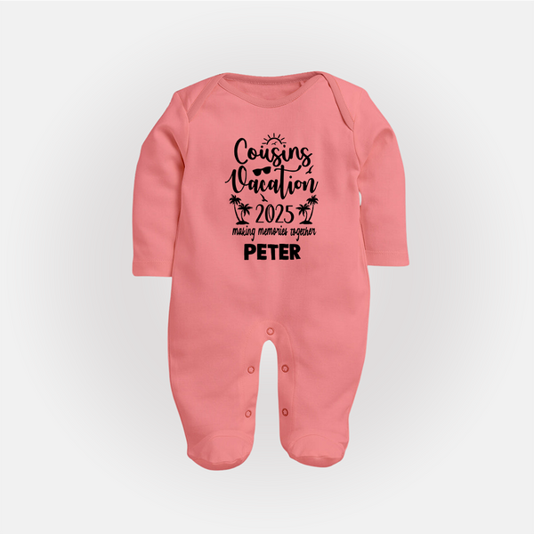 Cousin Adventures Sleep Suit / Full Sleeve Bodysuit Outfit | Soft and Breathable - PEACH - New Born (Chest 7.5")