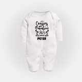 Cousin Adventures Sleep Suit / Full Sleeve Bodysuit Outfit | Soft and Breathable - WHITE - New Born (Chest 7.5")