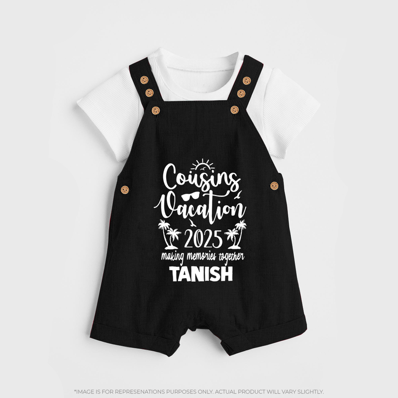 Cousin Adventures Dungaree Set Outfit | Soft and Breathable - BLACK - 0 - 5 Months Old (Chest 18")