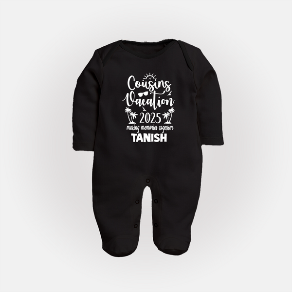 Cousin Adventures Sleep Suit / Full Sleeve Bodysuit Outfit | Soft and Breathable - BLACK - New Born (Chest 7.5")