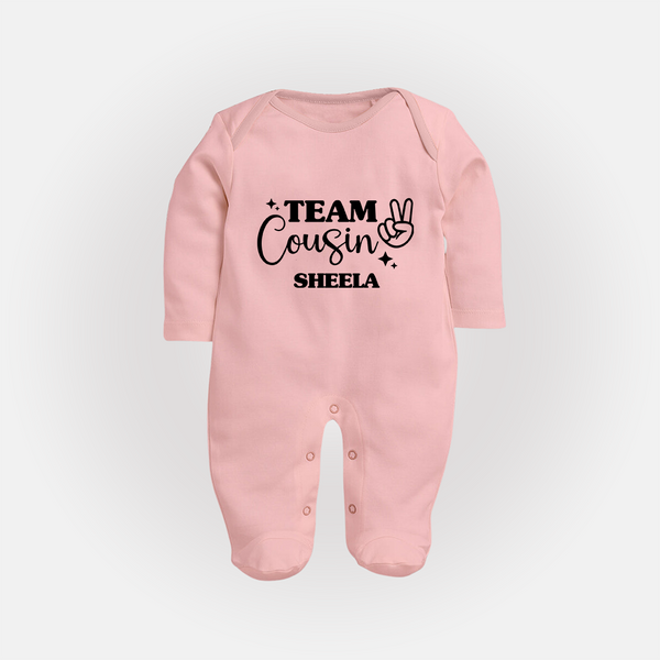 Cousin Circle Sleep Suit / Full Sleeve Bodysuit | Matching Outfits for Little Ones - BABY PINK - New Born (Chest 7.5")