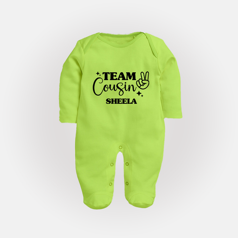 Cousin Circle Sleep Suit / Full Sleeve Bodysuit | Matching Outfits for Little Ones - LIME GREEN - New Born (Chest 7.5")