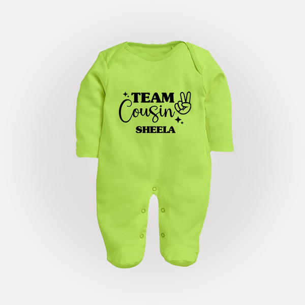 Cousin Circle Sleep Suit / Full Sleeve Bodysuit | Matching Outfits for Little Ones - LIME GREEN - New Born (Chest 7.5")