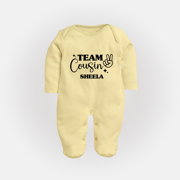 Cousin Circle Sleep Suit / Full Sleeve Bodysuit | Matching Outfits for Little Ones - PASTEL YELLOW - New Born (Chest 7.5")