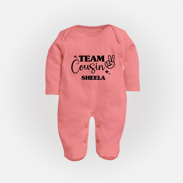 Cousin Circle Sleep Suit / Full Sleeve Bodysuit | Matching Outfits for Little Ones - PEACH - New Born (Chest 7.5")