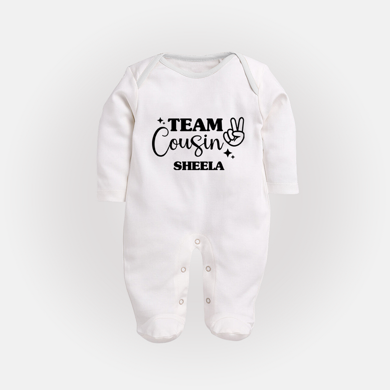 Cousin Circle Sleep Suit / Full Sleeve Bodysuit | Matching Outfits for Little Ones - WHITE - New Born (Chest 7.5")