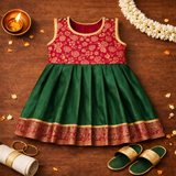 Elegant Red & Green Baby Ethnic Dress – Classic Festive Wear for Little Girls