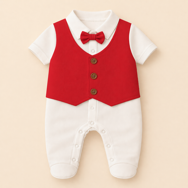 Adorable Waistcoat Romper | Classic Formal Outfit for Little Ones