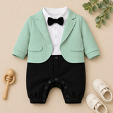 Charming Tuxedo Romper – Elegant Formal Outfit for Little Ones