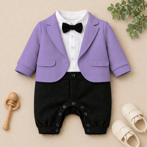 Charming Tuxedo Romper – Elegant Formal Outfit for Little Ones