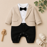 Charming Tuxedo Romper – Elegant Formal Outfit for Little Ones