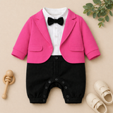 Charming Tuxedo Romper – Elegant Formal Outfit for Little Ones