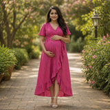 Berry Blush Vertical Stripes Maternity Dress Collection