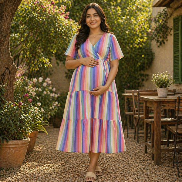 Rainbow Stripe Muslin Maternity collection