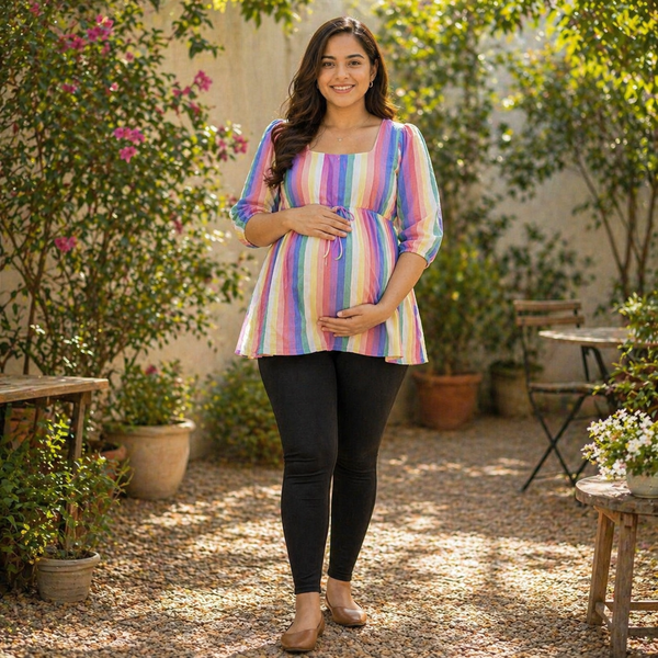 Rainbow Stripe Muslin Maternity collection