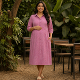 Pink Gingham Customized Maternity Dress