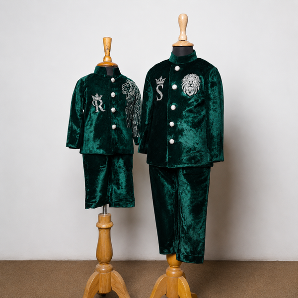 Emerald Green Velvet Prince - sibling combo