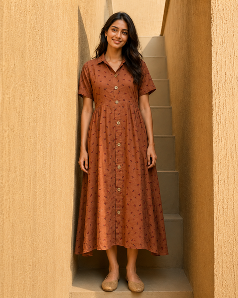 Rosewood Charm Cotton Maxi Dress