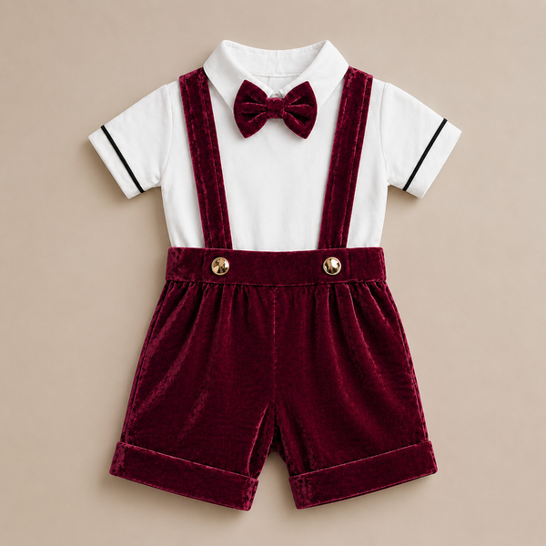 Velvet Prince Suspender Romper – Luxury Baby Occasion Wear
