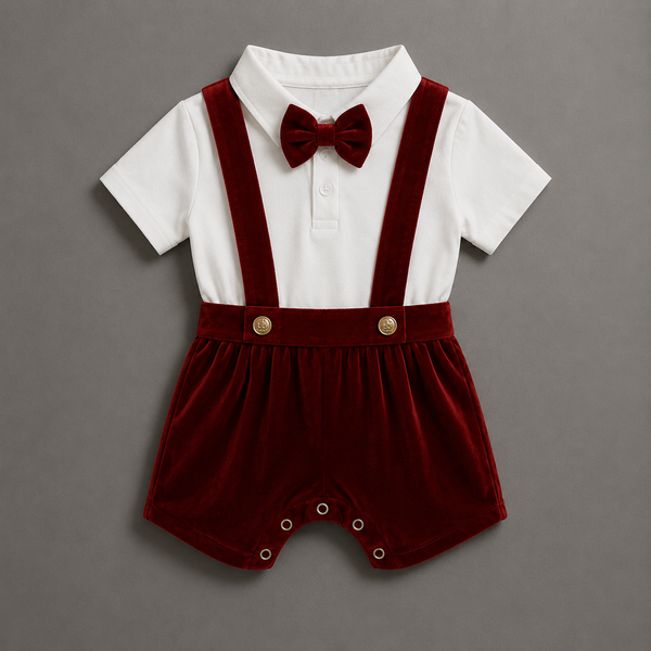 Velvet Prince Suspender Romper – Luxury Baby Occasion Wear