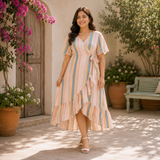 Elegant Pastel Stripe Maternity Maxi