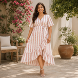 Casual Pastel Striped Floral Maternity Maxi