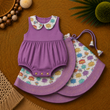 Lavender Bloom Baby Ethnic Romper – Traditional Floral Festive Outfit for Little Girls