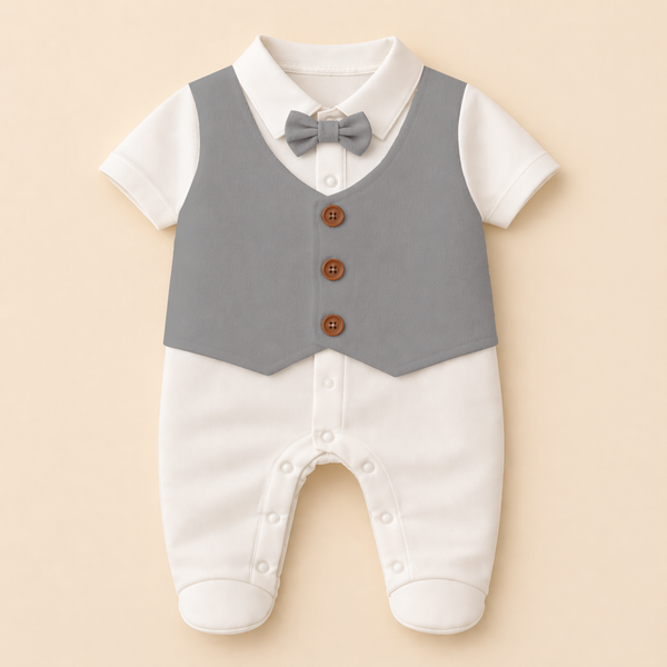 Adorable Waistcoat Romper | Classic Formal Outfit for Little Ones
