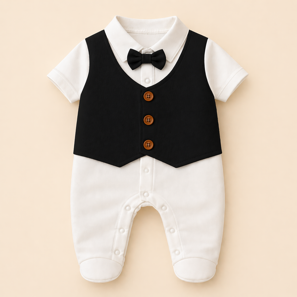 Adorable Waistcoat Romper | Classic Formal Outfit for Little Ones