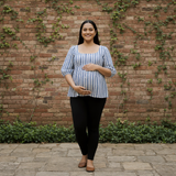 Indigo Breeze Stripe Cotton Customised  Maternity Wear Collection