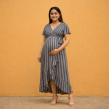 Muted Blue-Grey Stripes Customised Maternity Collection