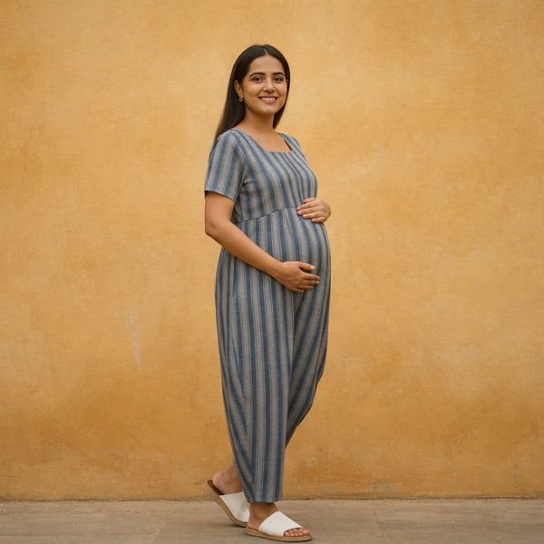 Muted Blue-Grey Stripes Customised Maternity Collection