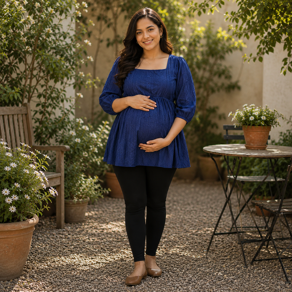 Elegant Navy Blue Maternity Dress
